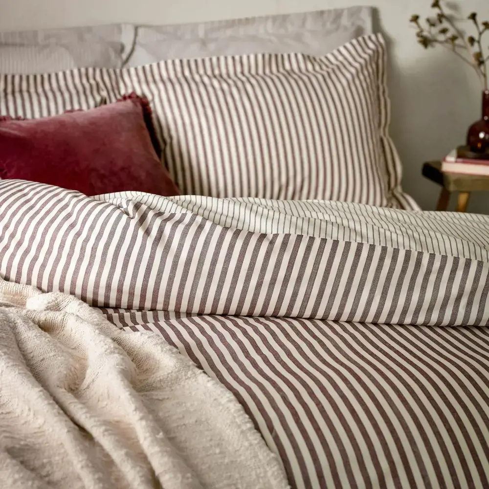 Yard Hebden Melange Beetroot Stripe Duvet Cover Set